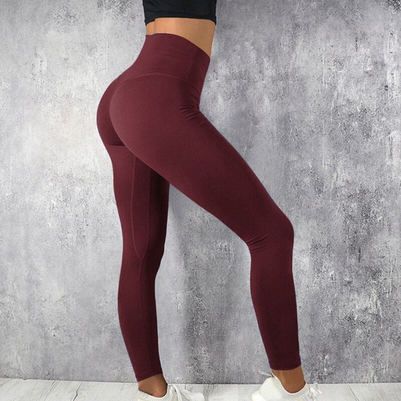Sexy Fitness Women Gym Leggings Push Up High Waist Pocket Workout Slim Leggins Fashion Casual