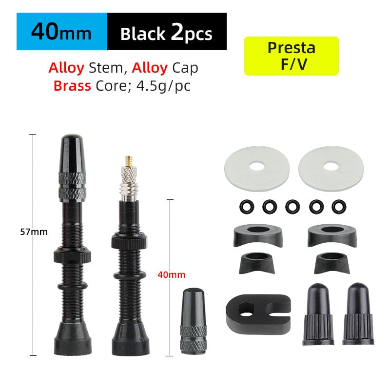 Deemount 2PCS 40/60MM Brass or Alloy Stem Bicycle F/V Presta Tubeless Tire Valve Alloy Valve Cap