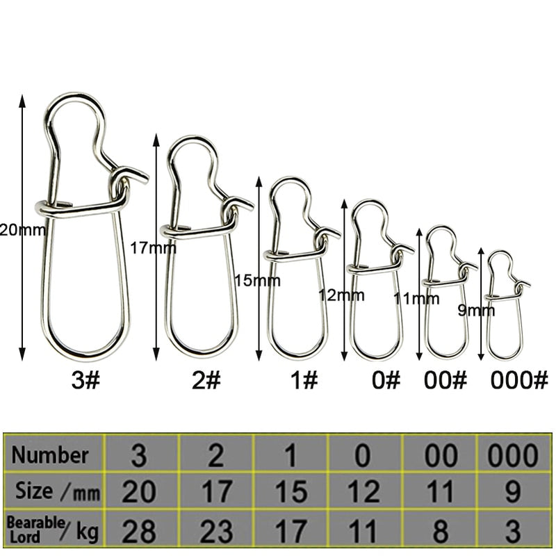 Simpleyi 50pcs Stainless Steel Fishing Connector Hooked Snap  Barrel Swivel Hook Lure Carp Tool Accessories Goods For Fishing