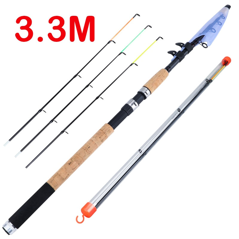 Sougayilang Feeder Fishing Rod Telescopic Spinning/6 Sections Travel Rod 3.0 3.3 3.6m Pesca Carp Feeder 60-180g Pole Fish Tackle