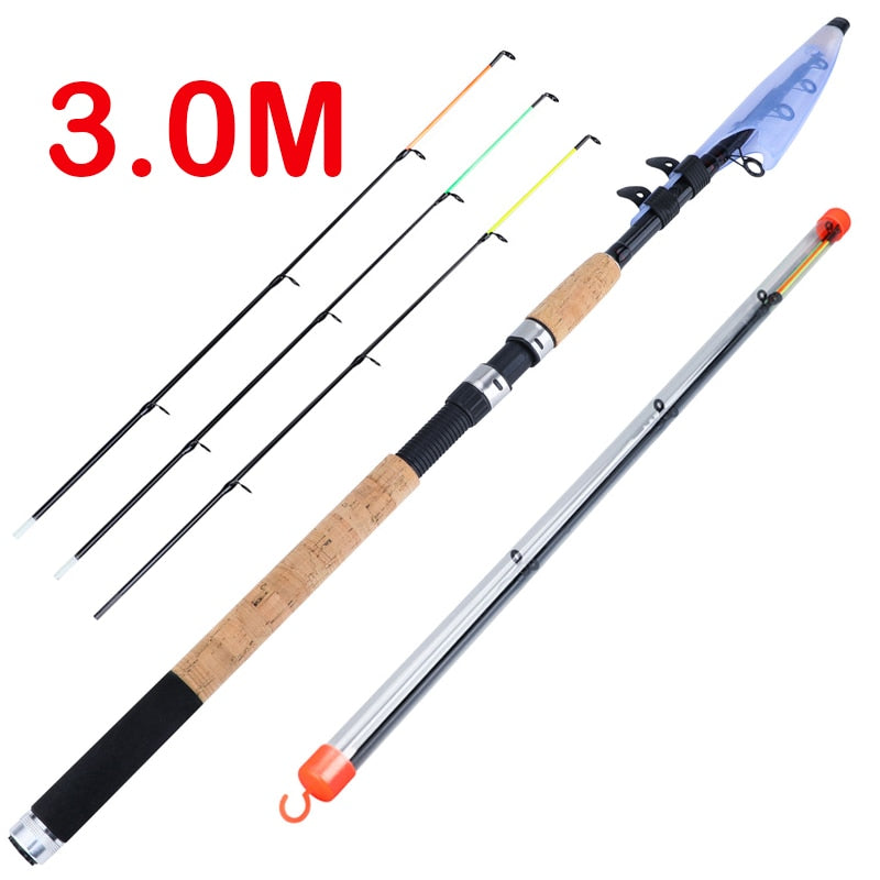 Sougayilang Feeder Fishing Rod Telescopic Spinning/6 Sections Travel Rod 3.0 3.3 3.6m Pesca Carp Feeder 60-180g Pole Fish Tackle