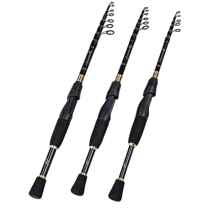 Sougayilang Telescopic Fishing Rod Ultralight Weight Spinning Fishing Rod Carbon Fiber Material 1.8-2.4m Fishing Rod Tackle