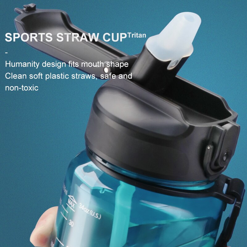 Sport Water Bottles with Straw Summer Large-capacity Tritan Plastic Portable Leakproof Drink Bottle