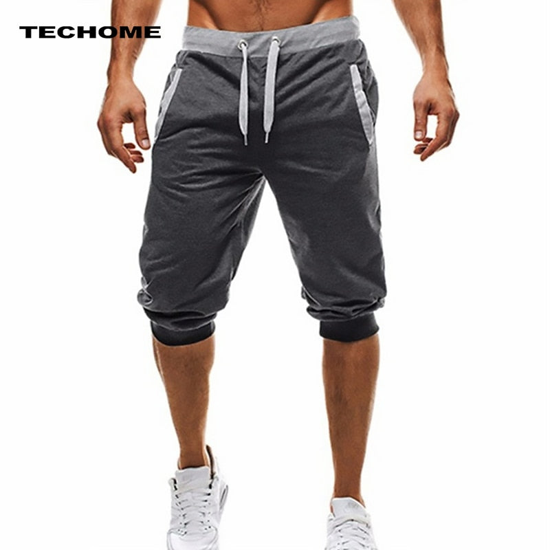 Summer men Leisure Men Knee Length Shorts Color Patchwork Joggers Short Sweatpants Trousers Men