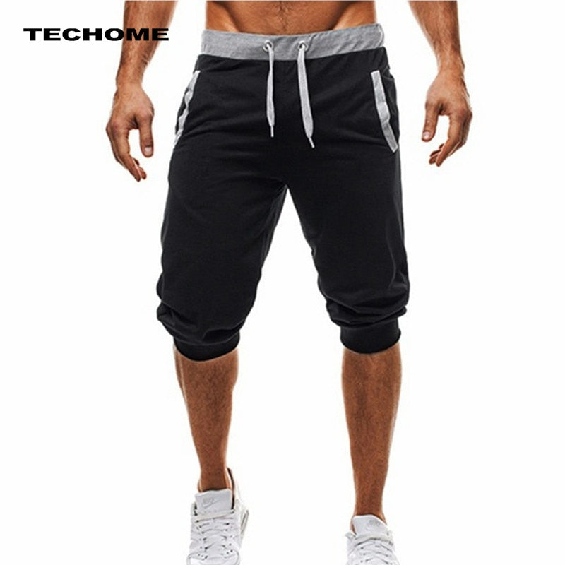 Summer men Leisure Men Knee Length Shorts Color Patchwork Joggers Short Sweatpants Trousers Men