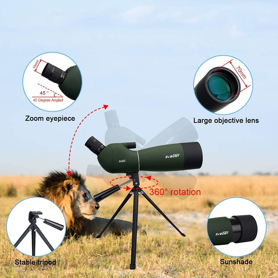 SV28 50/60/70mm HD Powerful Telescope Spotting Scope Zoom Monocular Binoculars w/ Phone