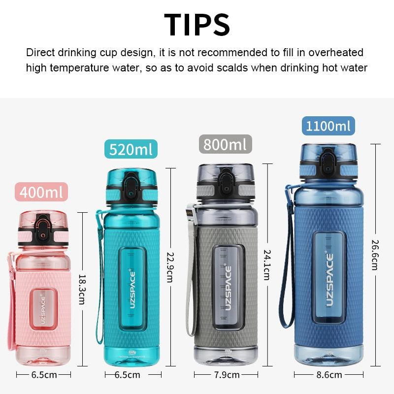 Sports Water Bottles BPA Free 1000ml Portable Leakproof Drop-proof Plastic Drink Bottle