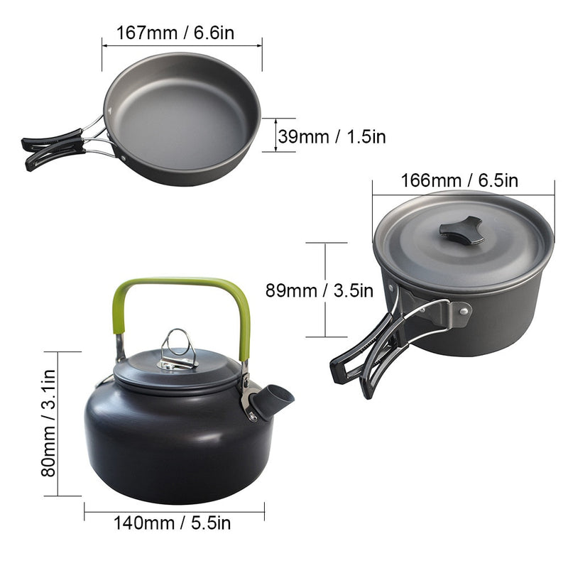 Ultra-light Aluminum Alloy Camping Cookware Utensils Outdoor Cooking Teapot Picnic Tableware
