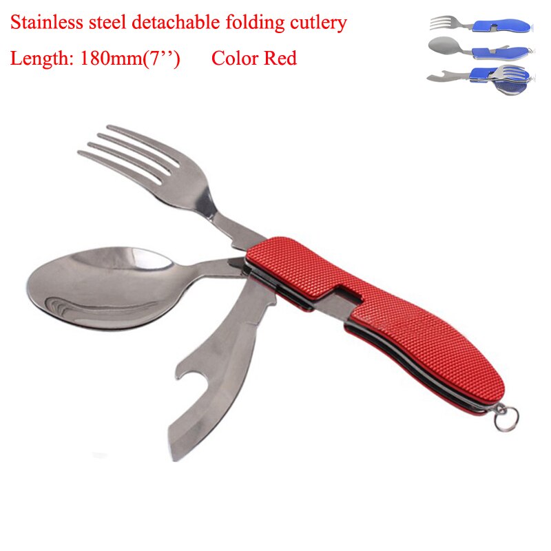 Utensil Picnic stainless steel fold knife camp set combo long cookware spoon Spork fork backpack