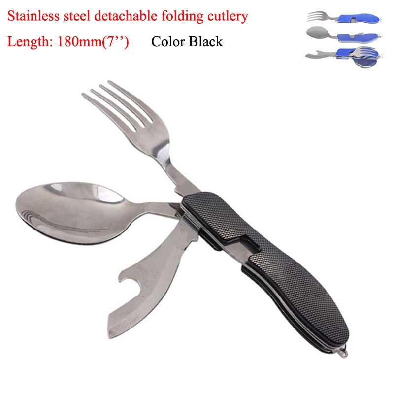 Utensil Picnic stainless steel fold knife camp set combo long cookware spoon Spork fork backpack