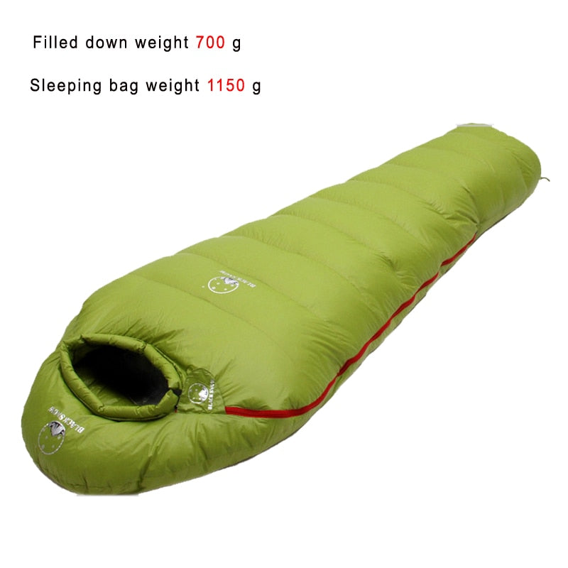Very warm White goose down filled Adult Mummy style Sleeping bag Fit for Winter Thermal 4 kinds