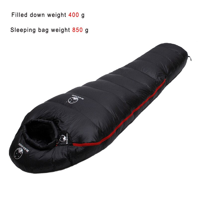 Very warm White goose down filled Adult Mummy style Sleeping bag Fit for Winter Thermal 4 kinds