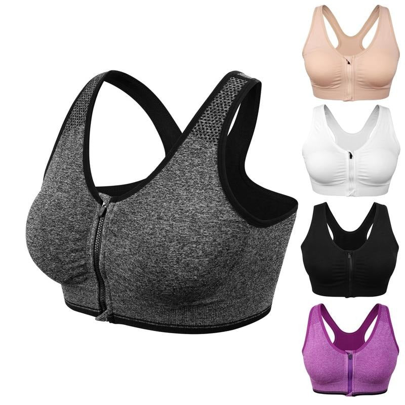 WANAYOU Zipper Yoga Bra Top, S-XL Women Padded Yoga Sports Top,Breathable Workout Running Fitness