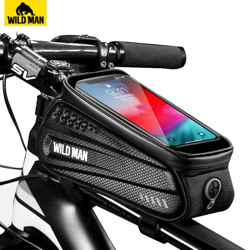 WILD MAN Waterproo Bicycle Phone Bag Top Tube Frame Bag Cycling Front Beam Bag Phone Holder