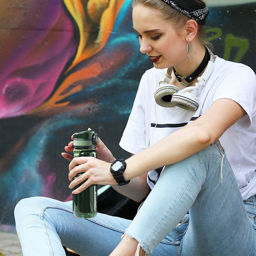 Water Bottle 500/1000ml Portable Leakproof Shaker Drinking Bottle Eco Friendly