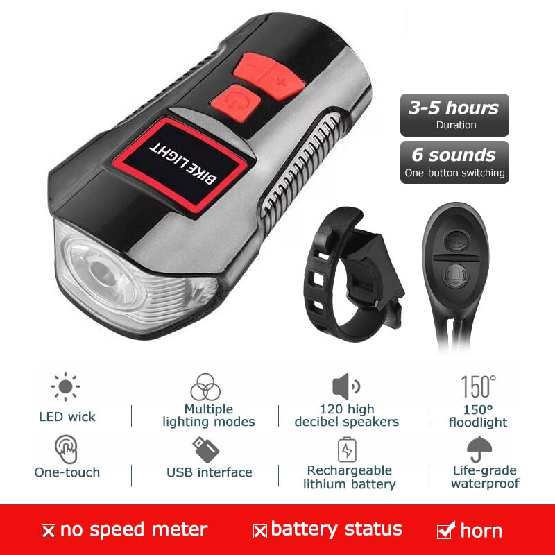 Waterproof Bicycle Light USB Charging Bike Front Light Flashlight Handlebar Cycling Head Light w/