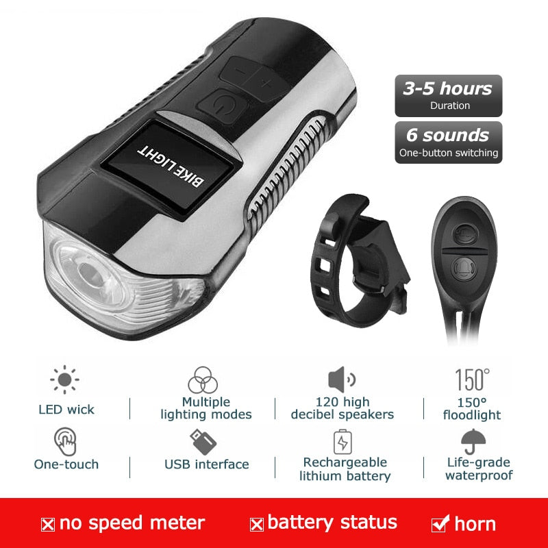 Waterproof Bicycle Light USB Charging Bike Front Light Flashlight Handlebar Cycling Head Light w/