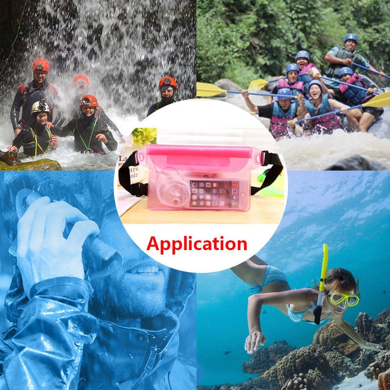 Waterproof Swimming Bag Ski Drift Diving Shoulder Waist Pack Bag Underwater Mobile Phone Bags Case