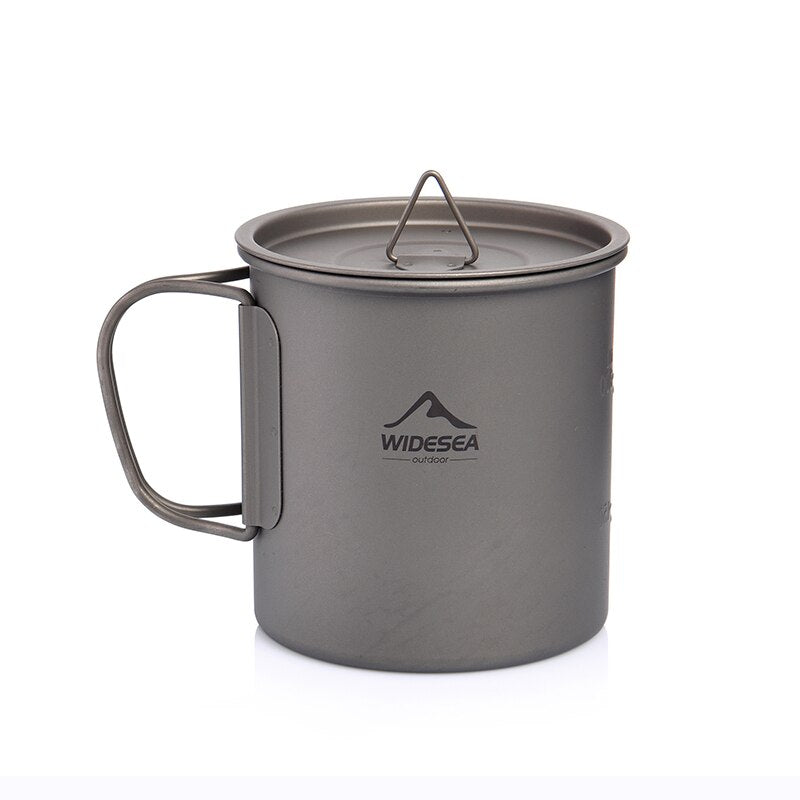 Widesea Camping Mug Titanium Cup Tourist Tableware Picnic Utensils Outdoor Kitchen Equipment