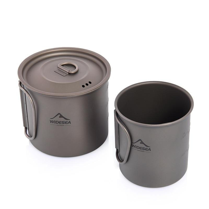Widesea Camping Mug Titanium Cup Tourist Tableware Picnic Utensils Outdoor Kitchen Equipment