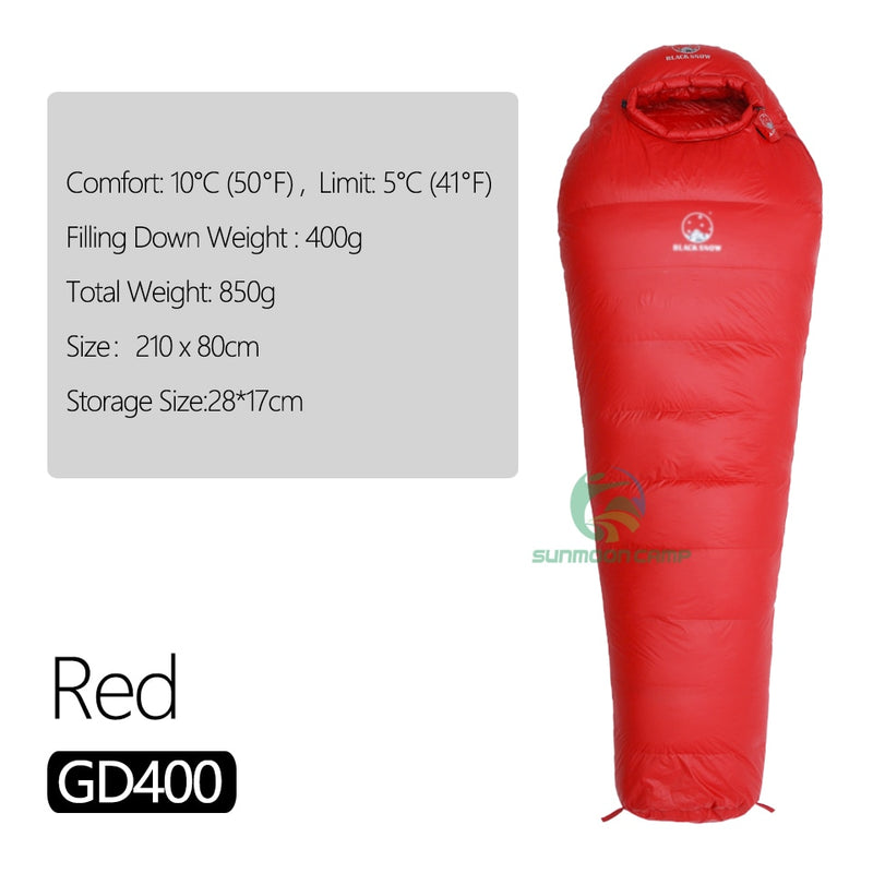 Winter Ultralight Thermal Adult Mummy 95% White Goose Down Sleeping Bag Sack W/ Compression Pack