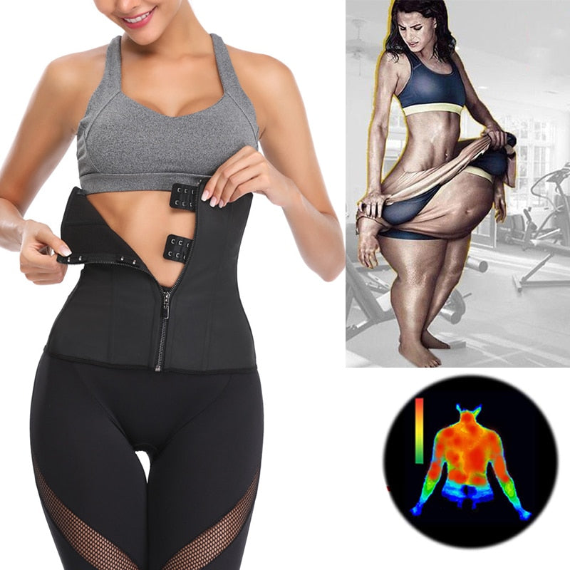 Women Latex Waist Trainer Body Shaper Corsets with Zipper Cincher Corset Top Slimming Belt Black
