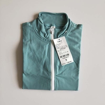 Women Sports Running Long-sleeved Standing-collar Zipper Gymnasium Fast-drying Blouse Women's