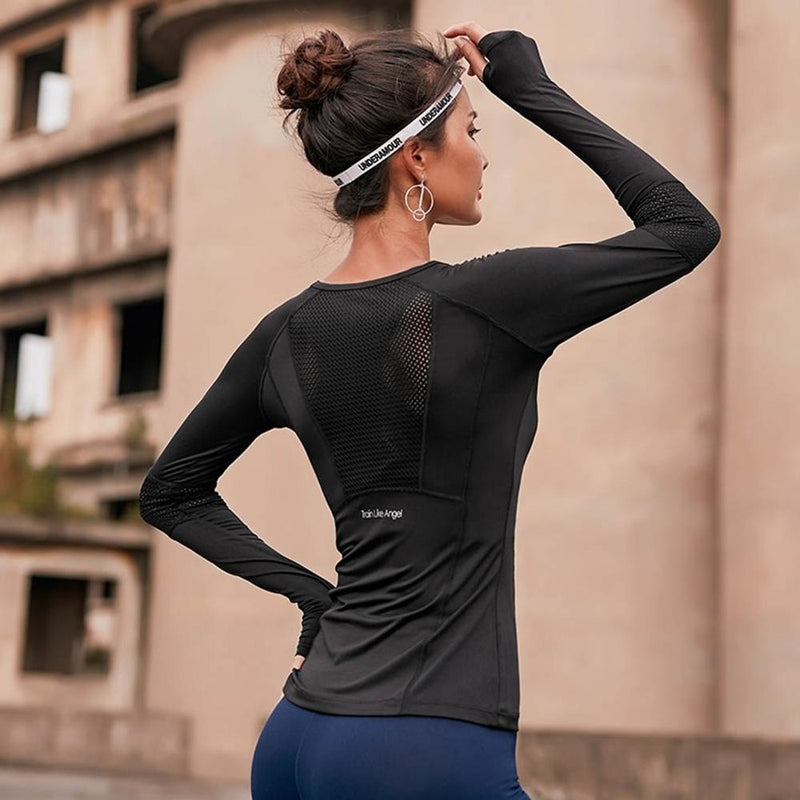 Women's Sports Wear For Fitness Running Jogging Seamless Long Sleeve Gym Woman Sport Shirt Yoga