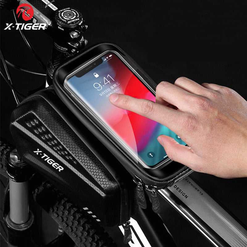 X-TIGER Rainproof Cycling Bag Shockproof Reflective Bike Bag Frame Front Phone Case Touchscreen MTB Bicycle Bag Accessories