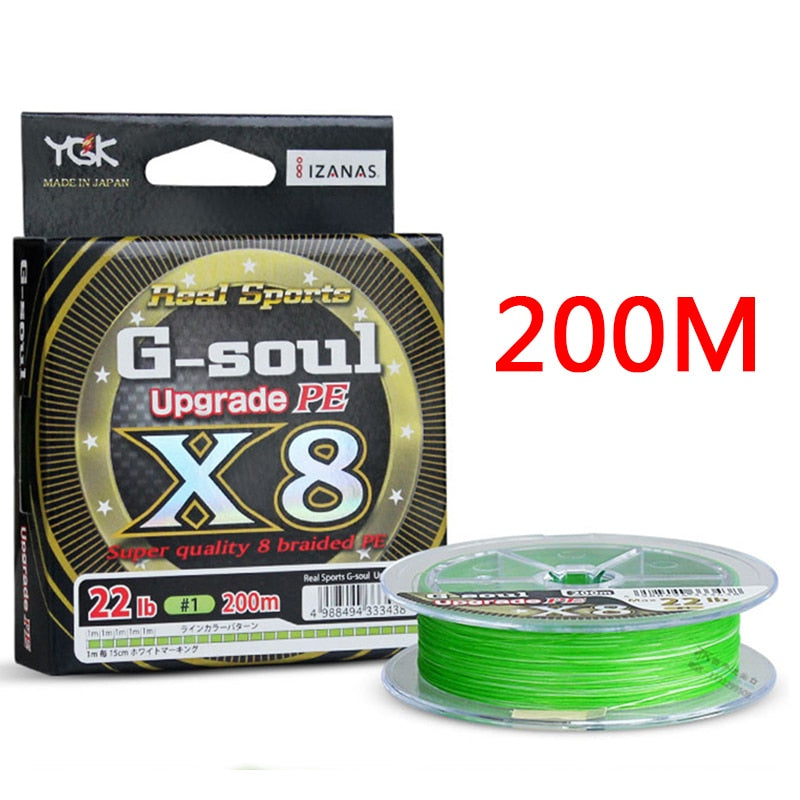 YGK G-SOUL X8 Upgrade Braid Fishing Line 150M 200M Super Strong 8 Strands Multifilament PE line