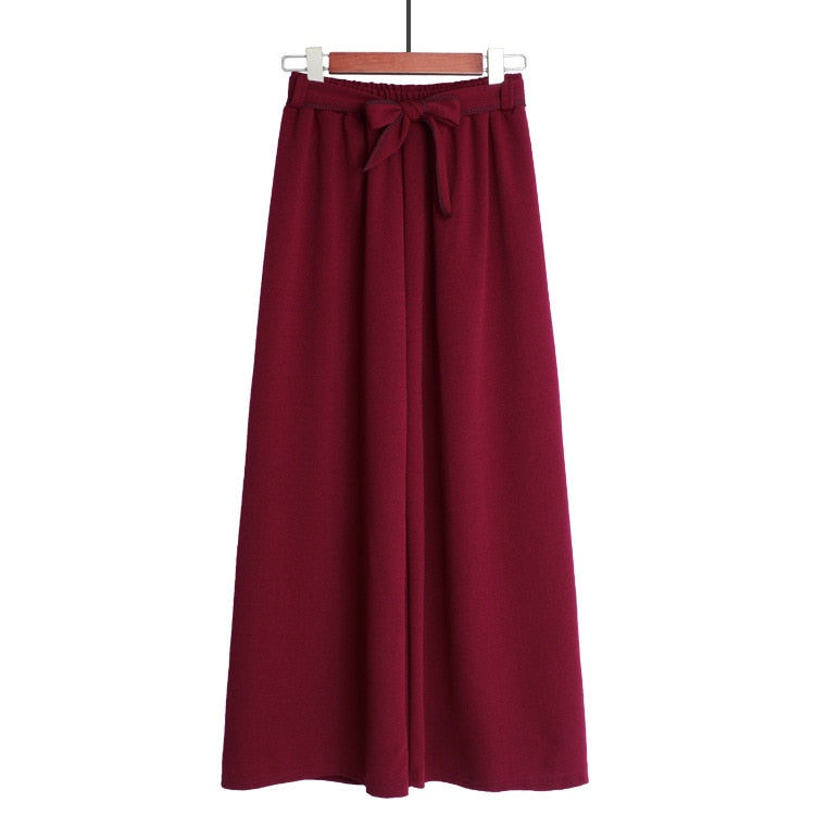 Yanueun Spring Summer Hot Sale Solid Wide Leg Pants Loose Pants Bow Ankle Length Pants Women's