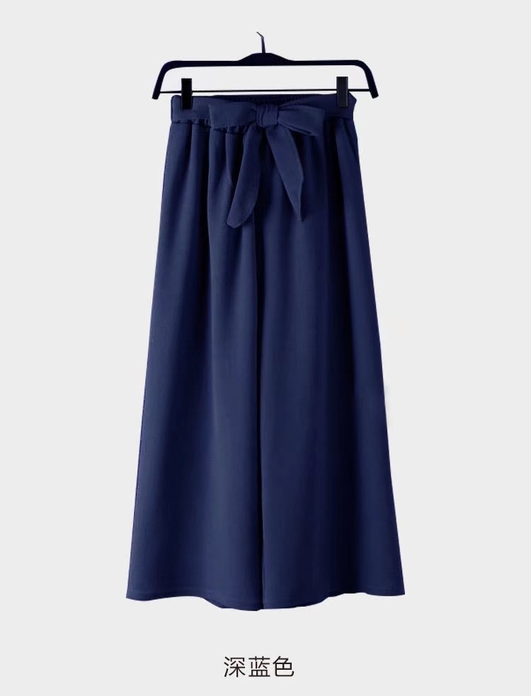 Yanueun Spring Summer Hot Sale Solid Wide Leg Pants Loose Pants Bow Ankle Length Pants Women's