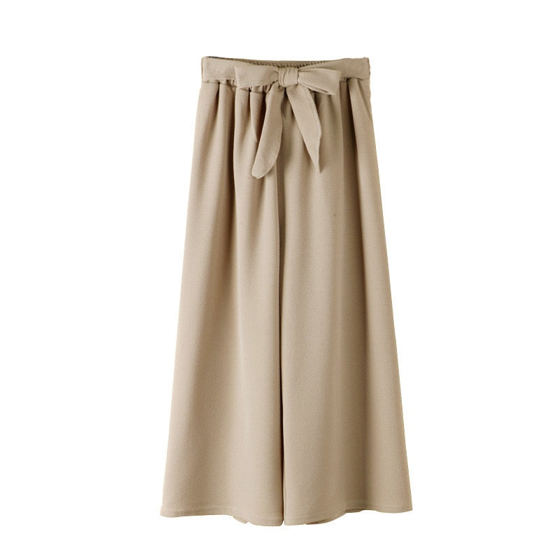 Yanueun Spring Summer Hot Sale Solid Wide Leg Pants Loose Pants Bow Ankle Length Pants Women's
