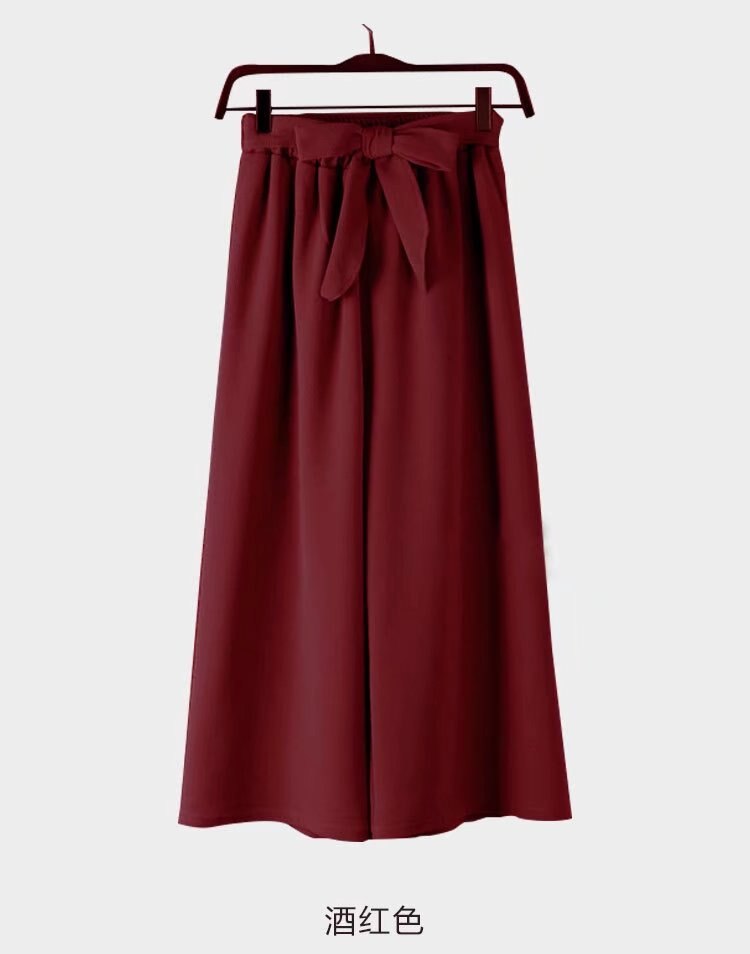 Yanueun Spring Summer Hot Sale Solid Wide Leg Pants Loose Pants Bow Ankle Length Pants Women's