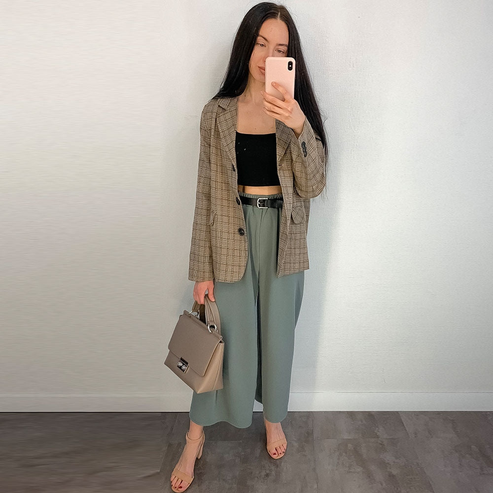 Yanueun Spring Summer Hot Sale Solid Wide Leg Pants Loose Pants Bow Ankle Length Pants Women's