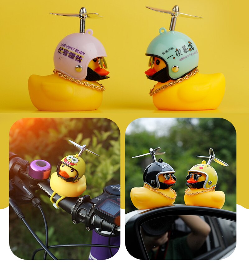 Yellow Duck Bicycle Bell Broken Wind Helmet Duck Bicycle Bells for Cycling with Lights