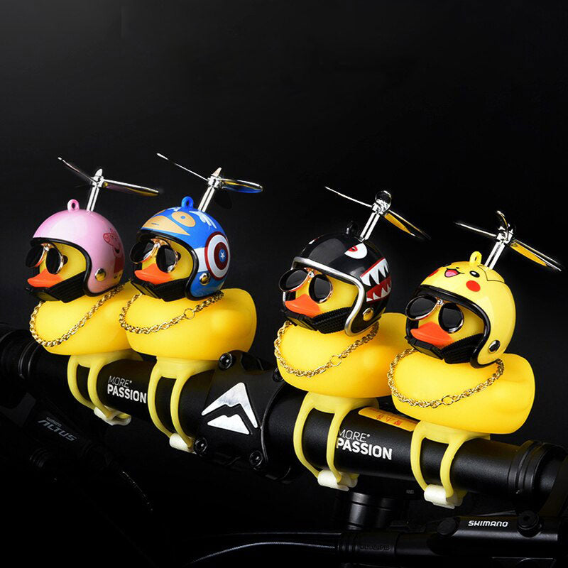 Yellow Duck Bicycle Bell Broken Wind Helmet Duck Bicycle Bells for Cycling with Lights