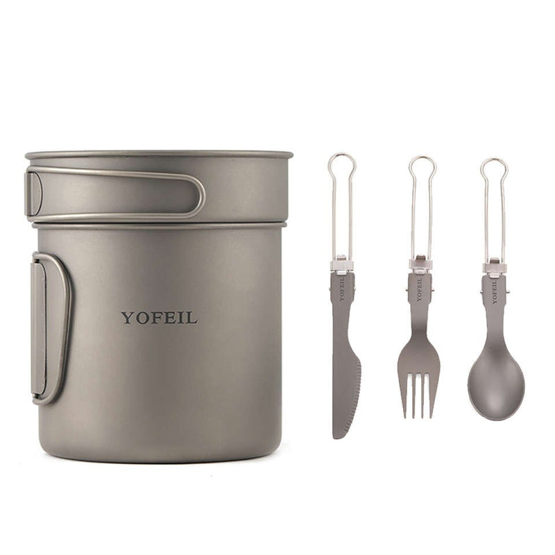 Yofeil Titanium Camping Cookware Set: Ultra-Light Frying Pan, Bowl, Cup - High Quality Tableware