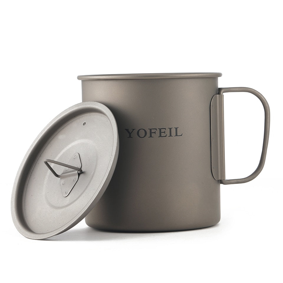 Yofeil Titanium Camping Cookware Set: Ultra-Light Frying Pan, Bowl, Cup - High Quality Tableware